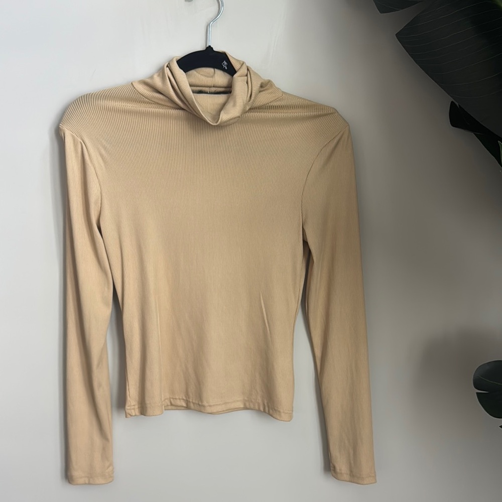 Ribbed F21 Beige Long Sleeve Top